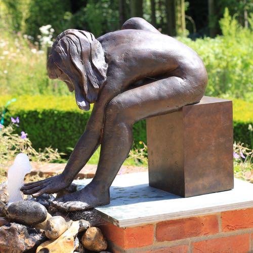 Fountain Girl a bronze garden sculpture by Kate Denton