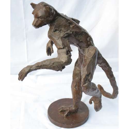 Leaping Lemur a bronze sculpture by Kate Denton