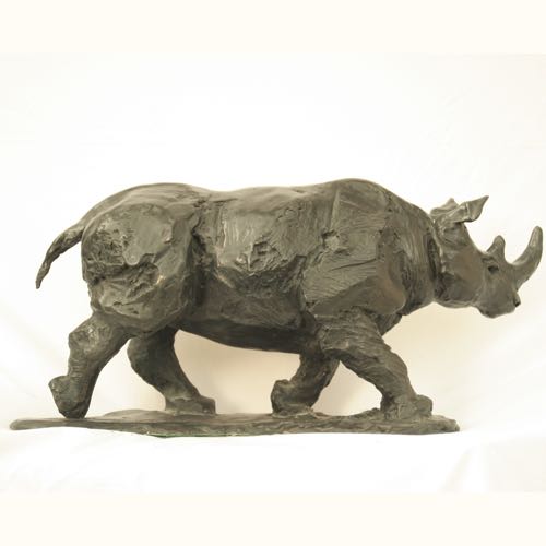 Rhino in bronze by Kate Denton