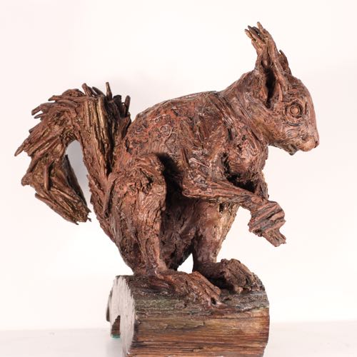 Tough-ty the Red Squirrel in Bronze by Kate Denton