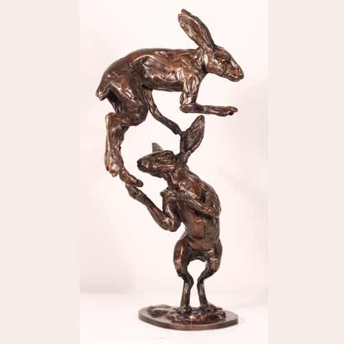 Boxing Hares Maquette by Kate Denton